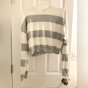 Gray Striped Garage Cropped Sweater women’s sz S EUC